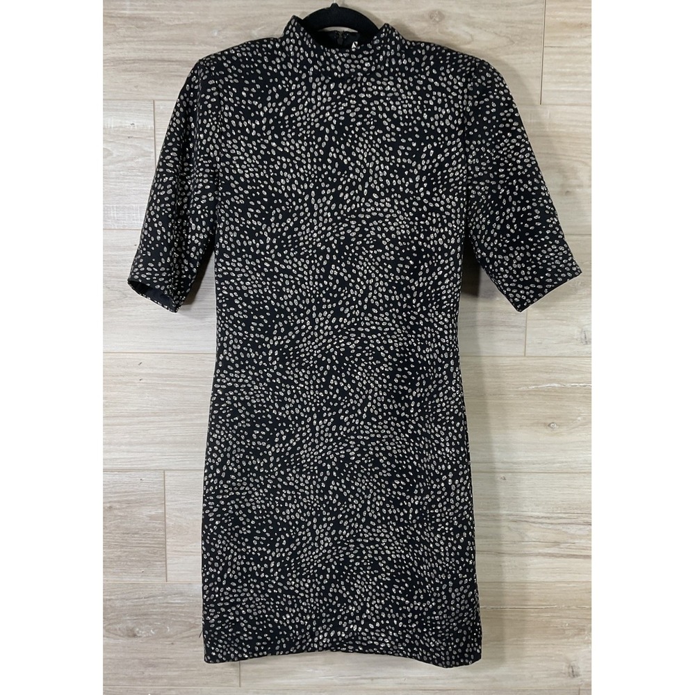 NEW Alice Olivia Inka Glitter Dot Dress 8 Black Metallic Bodycon